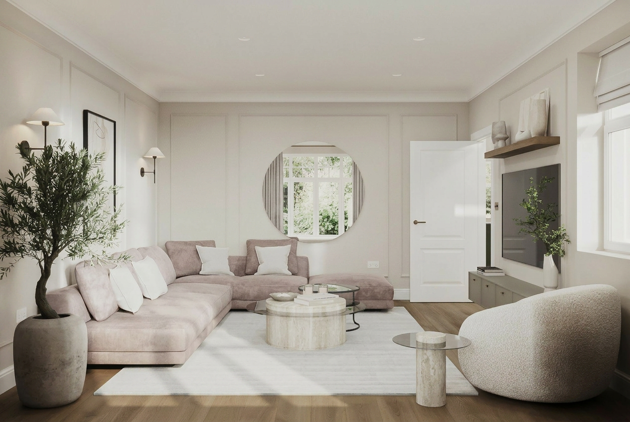 Pomona Grove living room CGI