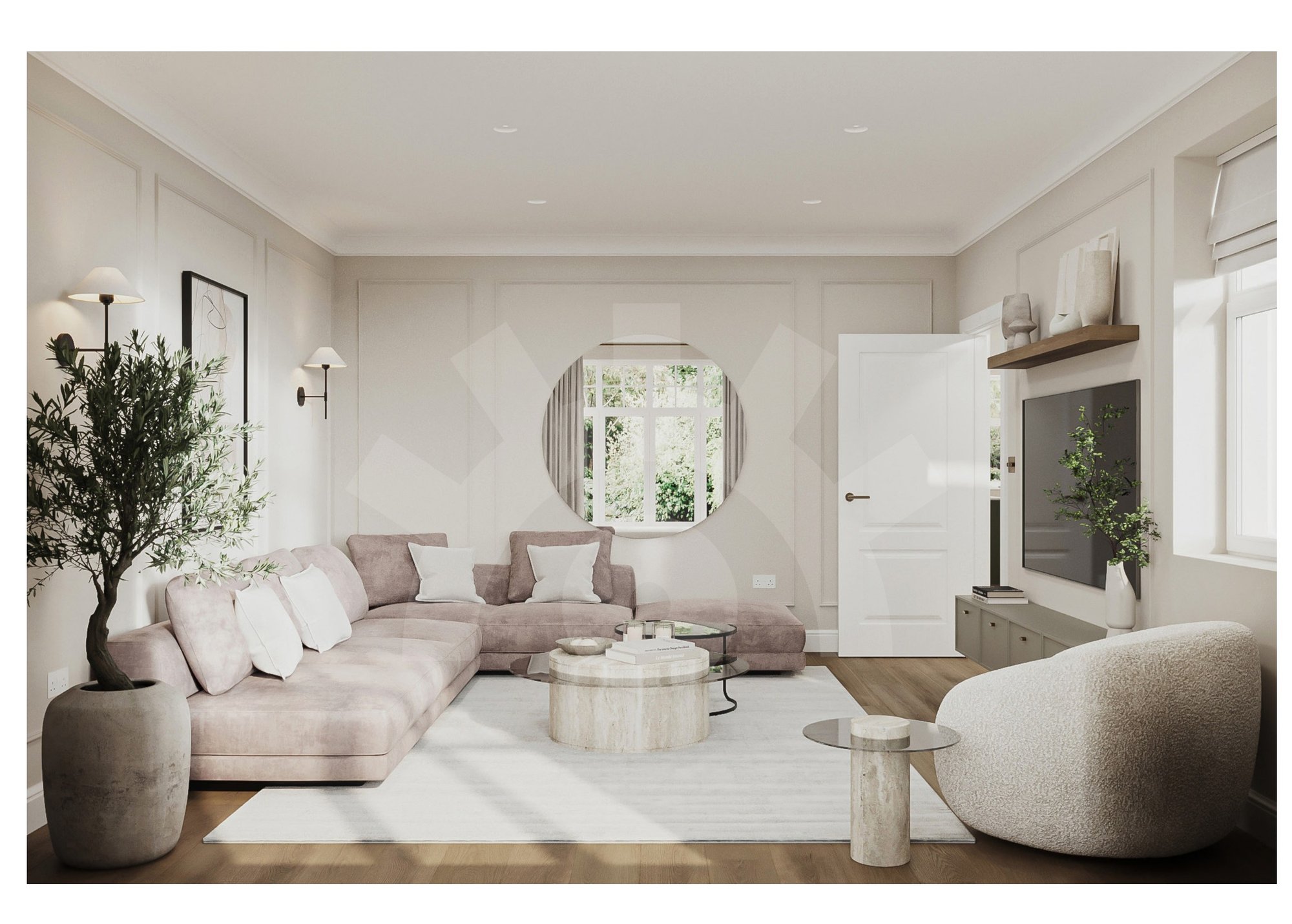 Pomona Grove living room CGI
