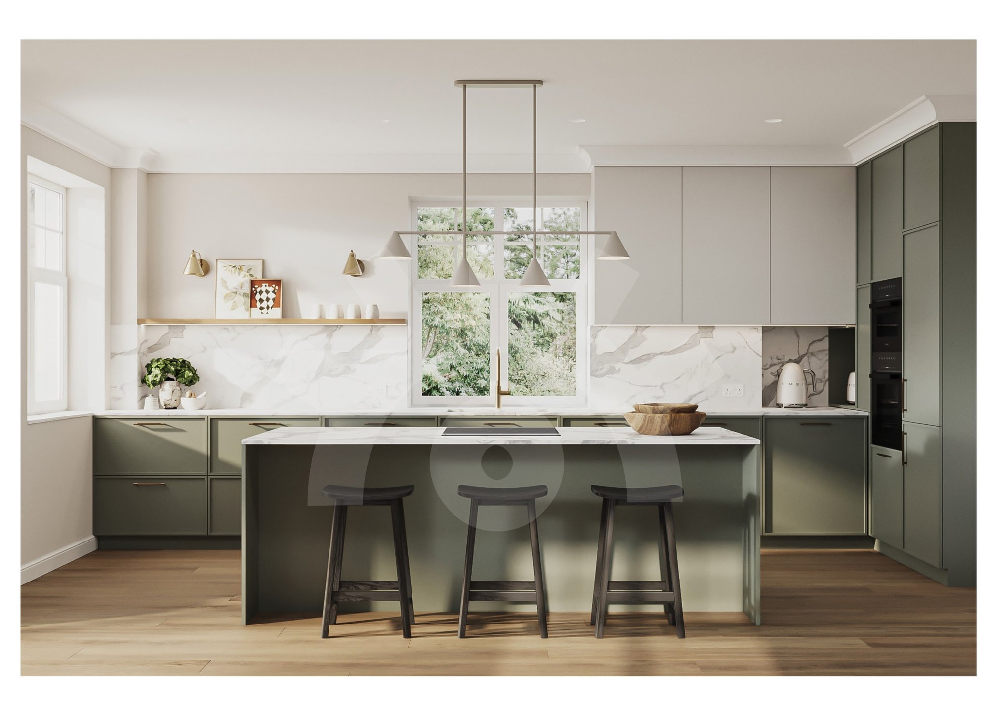 Pomona Grove kitchen and dining CGI